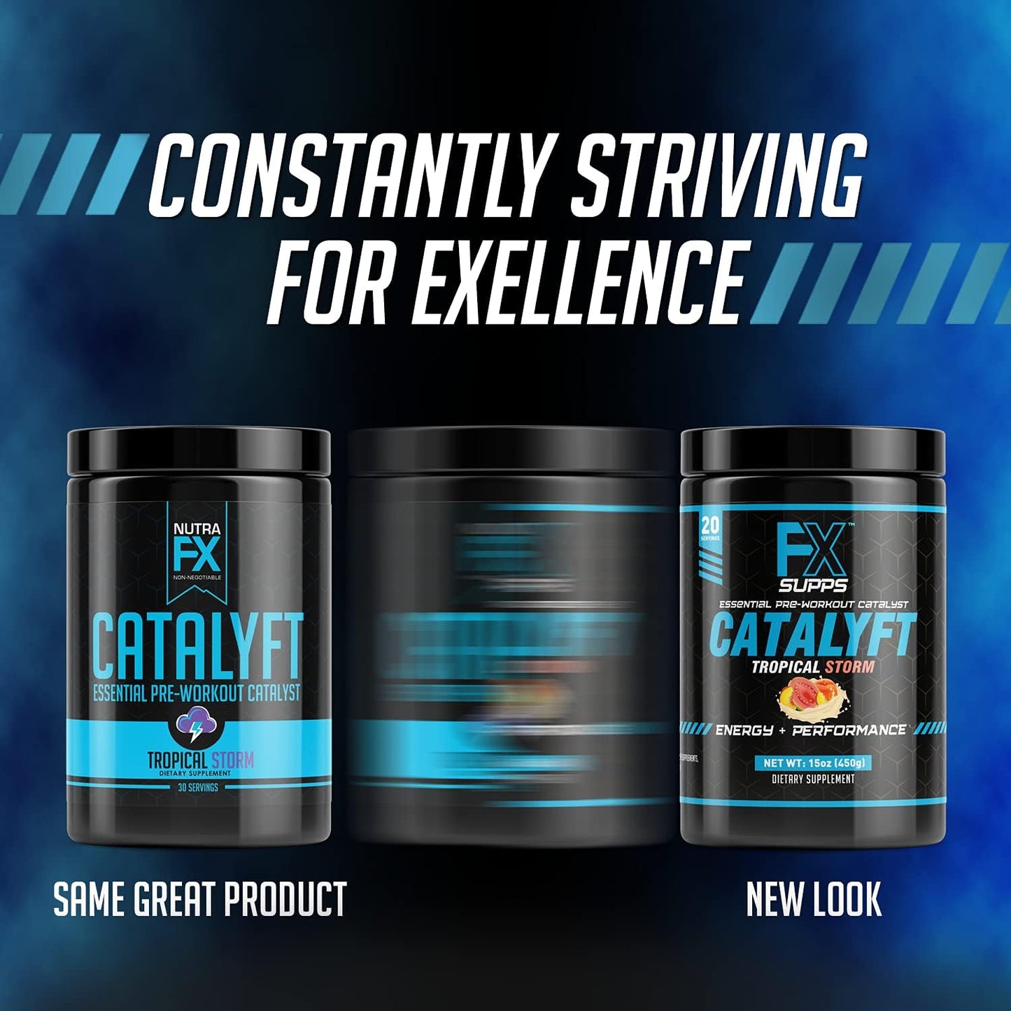 Tropical Storm Pre-Workout Powder Drink for Energy, Focus & Muscle Gain - 2 Pack of FXSUPPS Catalyft Supplement Mix with Creatine, Caffeine & Beta-Alanine, 40 Servings