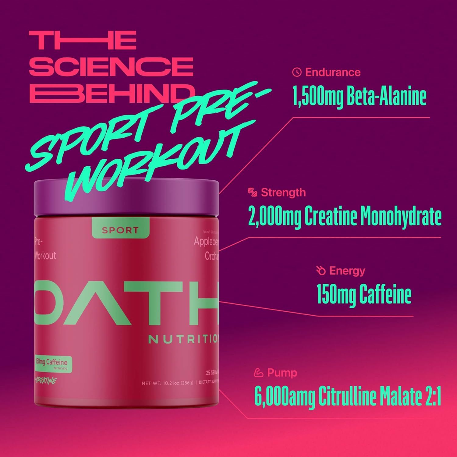 Trove Nutrition Oath Nutrition Sport Pre-Workout - Appleberry Orchard Flavor - 25 Servings