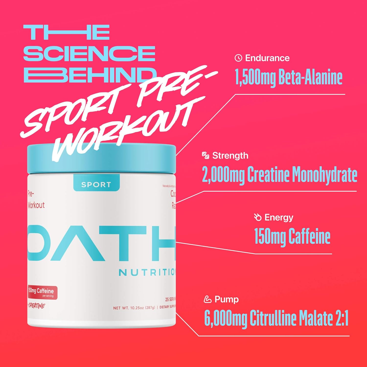Trove Nutrition Oath Nutrition Sport Pre-Workout Stimulant with 25 Servings in Coco Razz Flavor