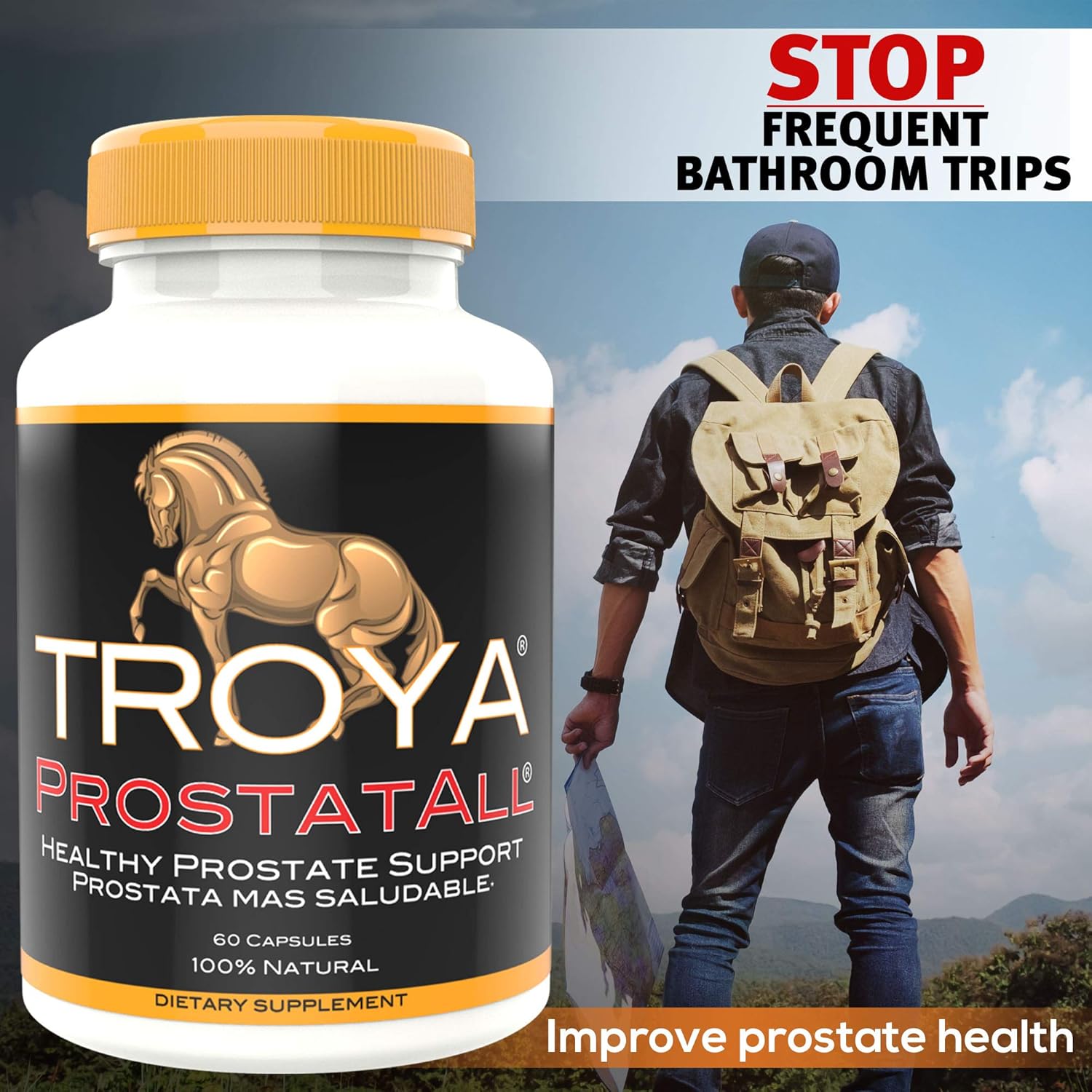 TROYA Prostate Health Supplement with Saw Palmetto, Zinc, Nettle & Pumpkin Seed - Natural DHT Blocker for Men - Advanced Formula (1)
