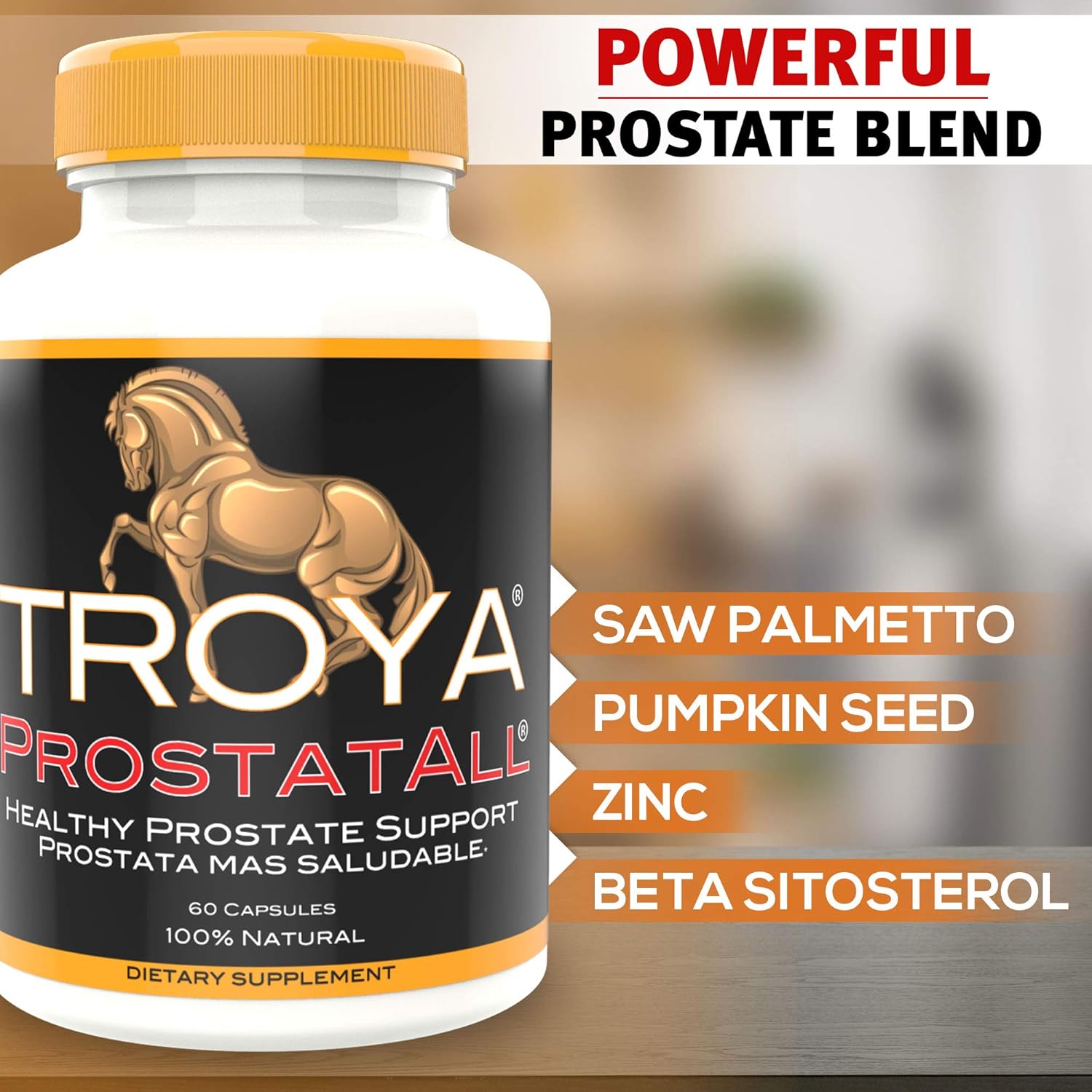 TROYA Prostate Health Supplement with Saw Palmetto, Zinc, Nettle & Pumpkin Seed - Natural DHT Blocker for Men - Advanced Formula (1)