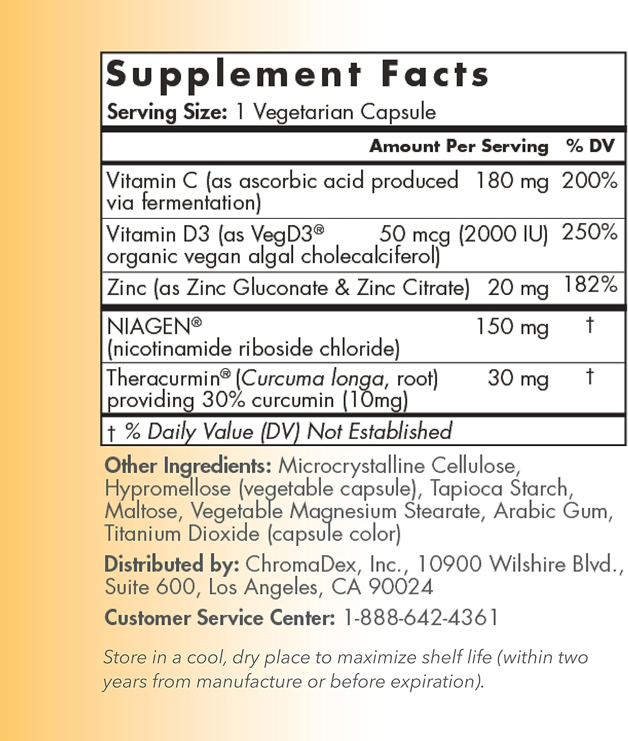TRU NIAGEN Daily Defense Immune Support Supplement with Vitamin C, Vegan Vitamin D3, Zinc, Theracurmin, and Niagen Boost 150mg 60ct
