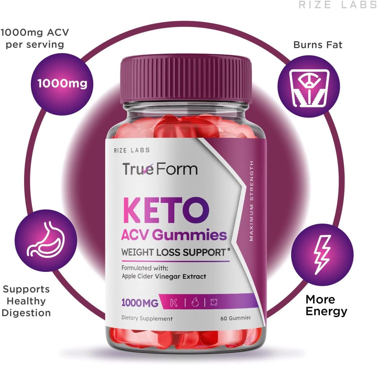 True Form Keto ACV Gummies for Slimming Formula Support - Apple Cider Vinegar Extract Supplement for Energy - 60 Gummies