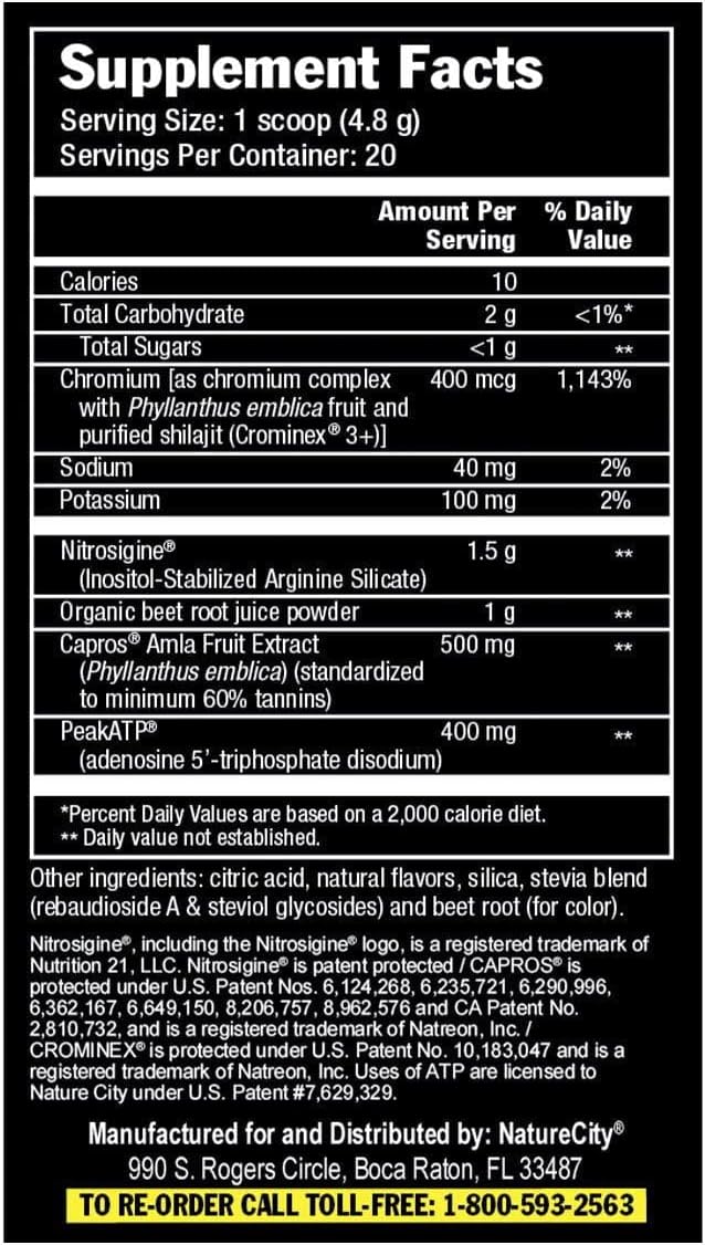 True-NOx Nitric Oxide Powder Supplement with Nitrosogine L-Arginine, Peak ATP, & Beetroot Juice - Pre-Workout Booster for Men and Women - Gluten Free, Keto, Non-GMO