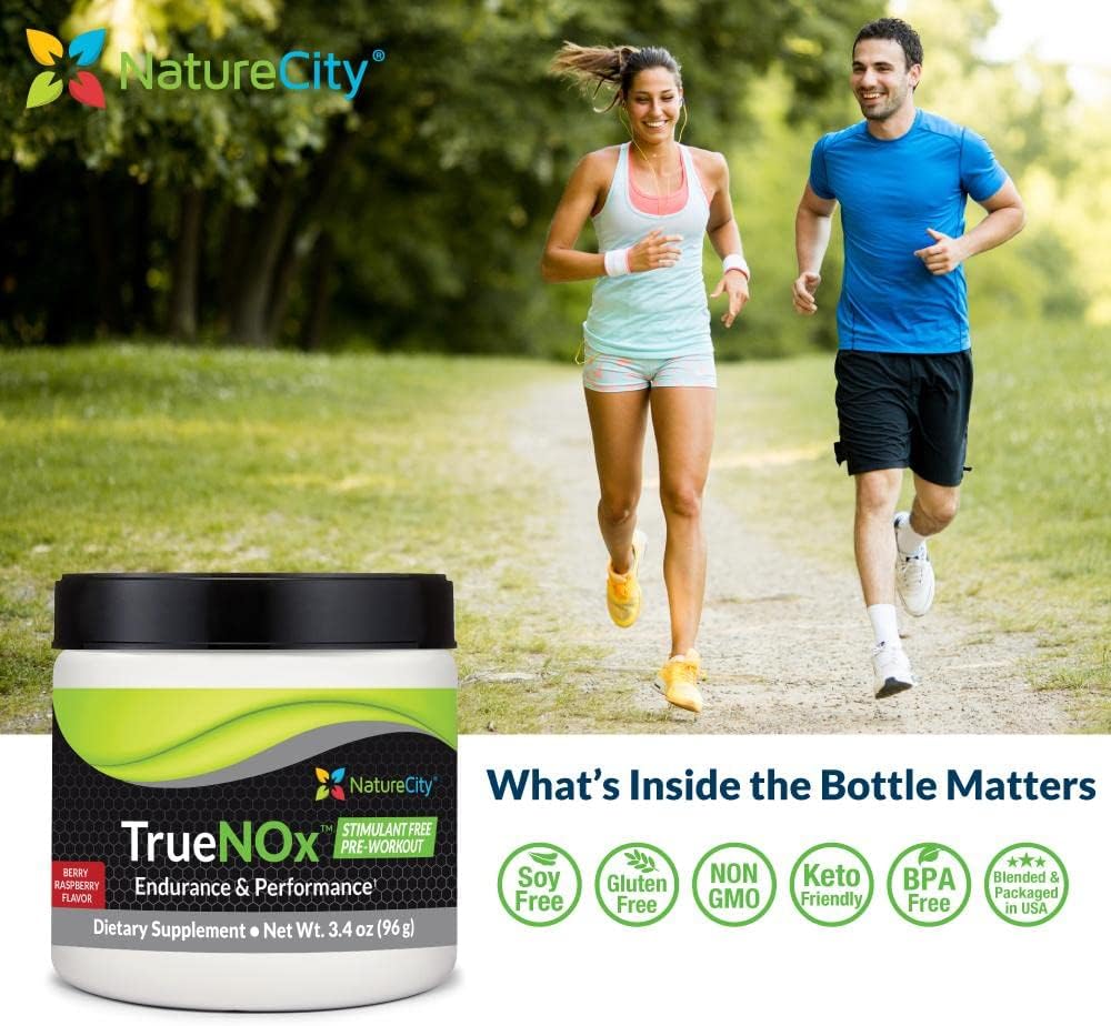 True-NOx Nitric Oxide Powder Supplement with Nitrosogine L-Arginine, Peak ATP, & Beetroot Juice - Pre-Workout Booster for Men and Women - Gluten Free, Keto, Non-GMO