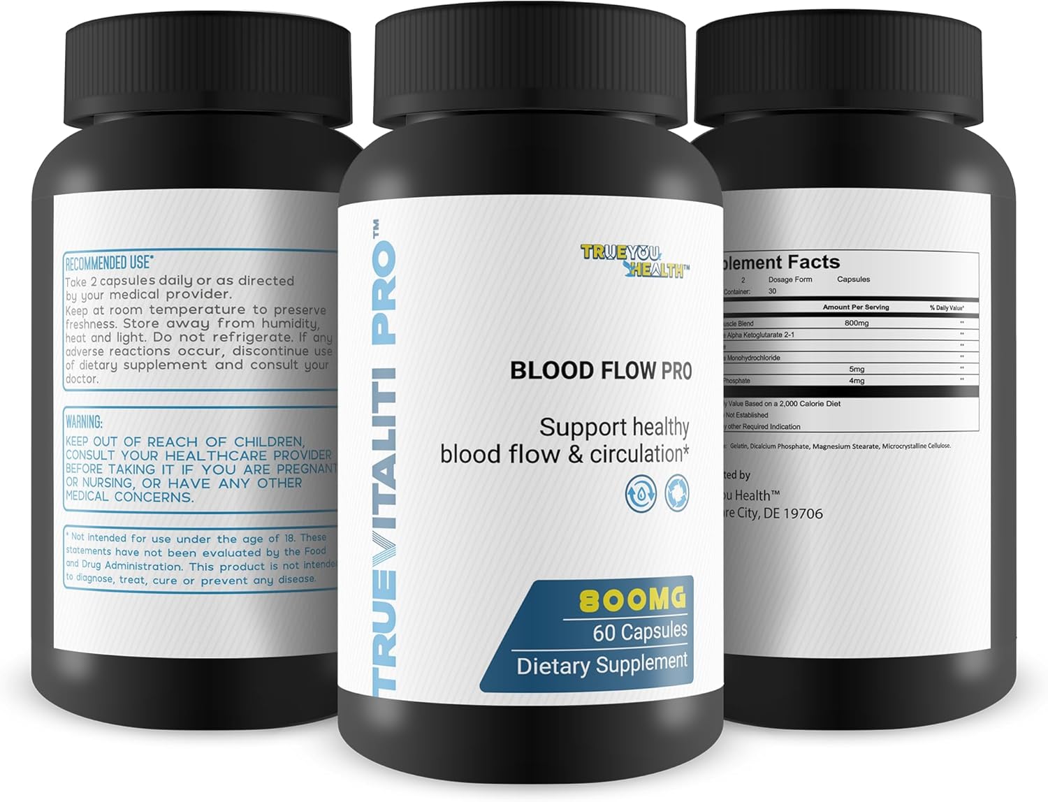 True Vitaliti Pro Blood Flow Supplement for Men - L-Arginine Circulation Support for Male Health and Vitality