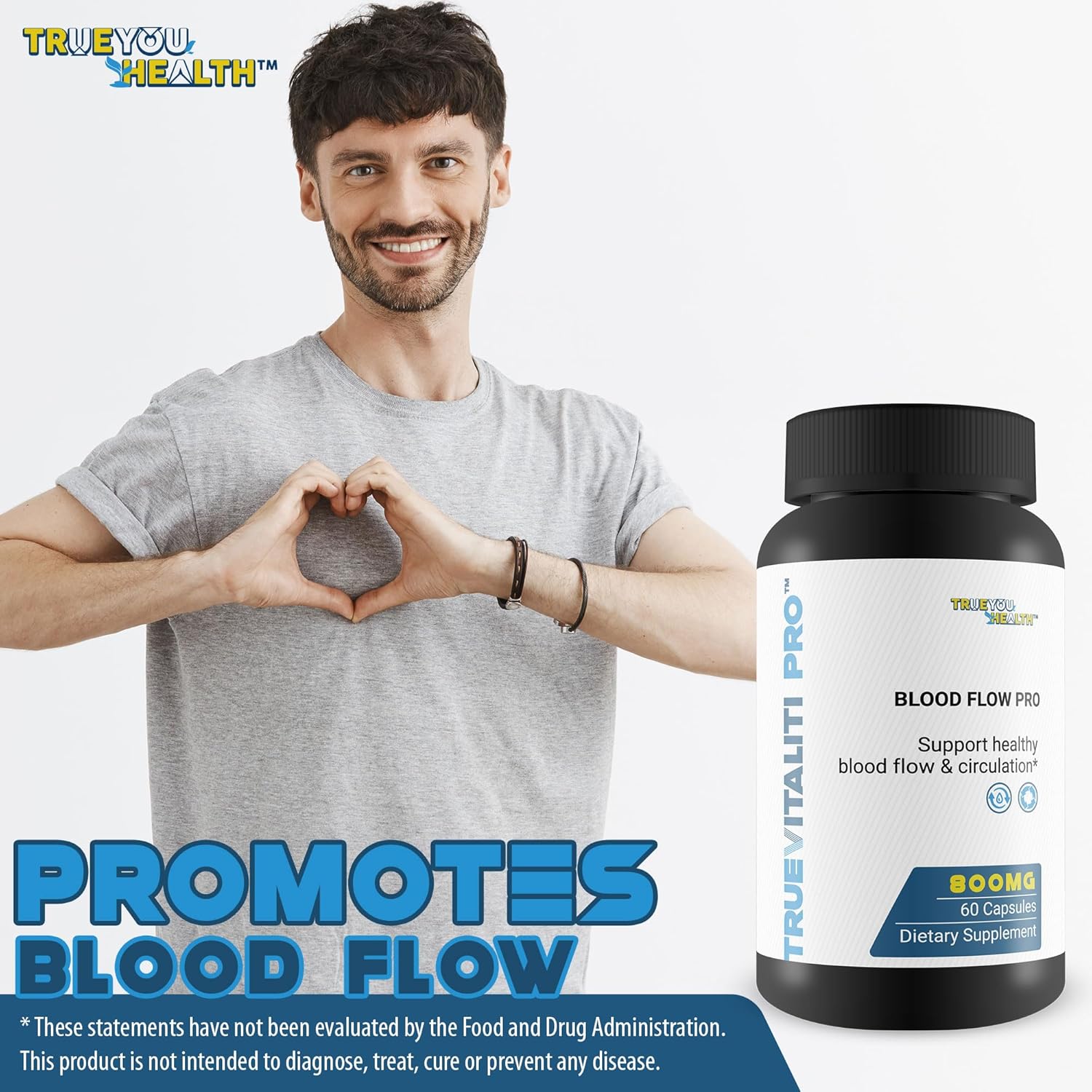 True Vitaliti Pro Blood Flow Supplement for Men - L-Arginine Circulation Support for Male Health and Vitality
