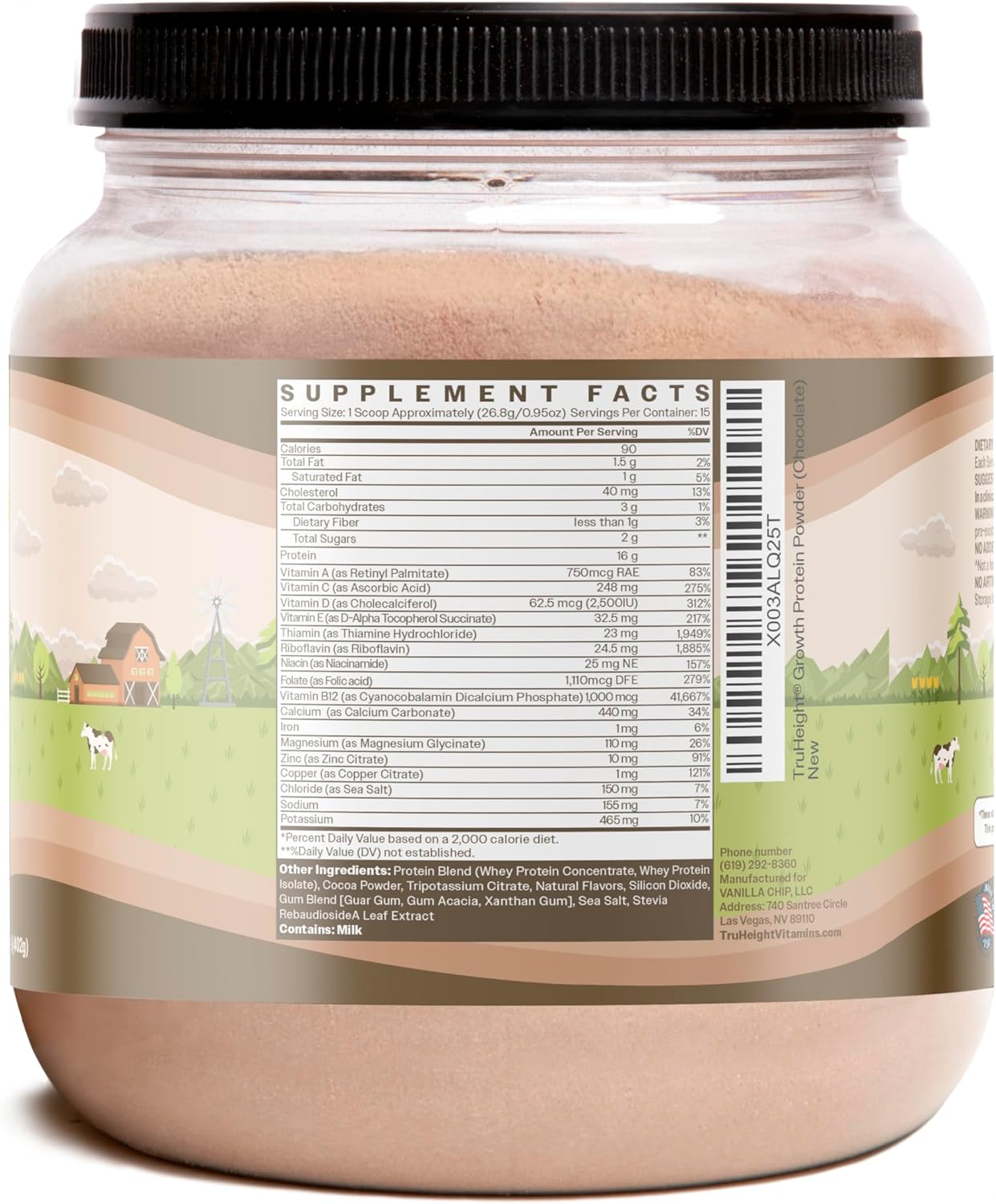 TruHeight Chocolate Growth Protein Shake - Pediatric Formula with Immune Support for Children and Teens