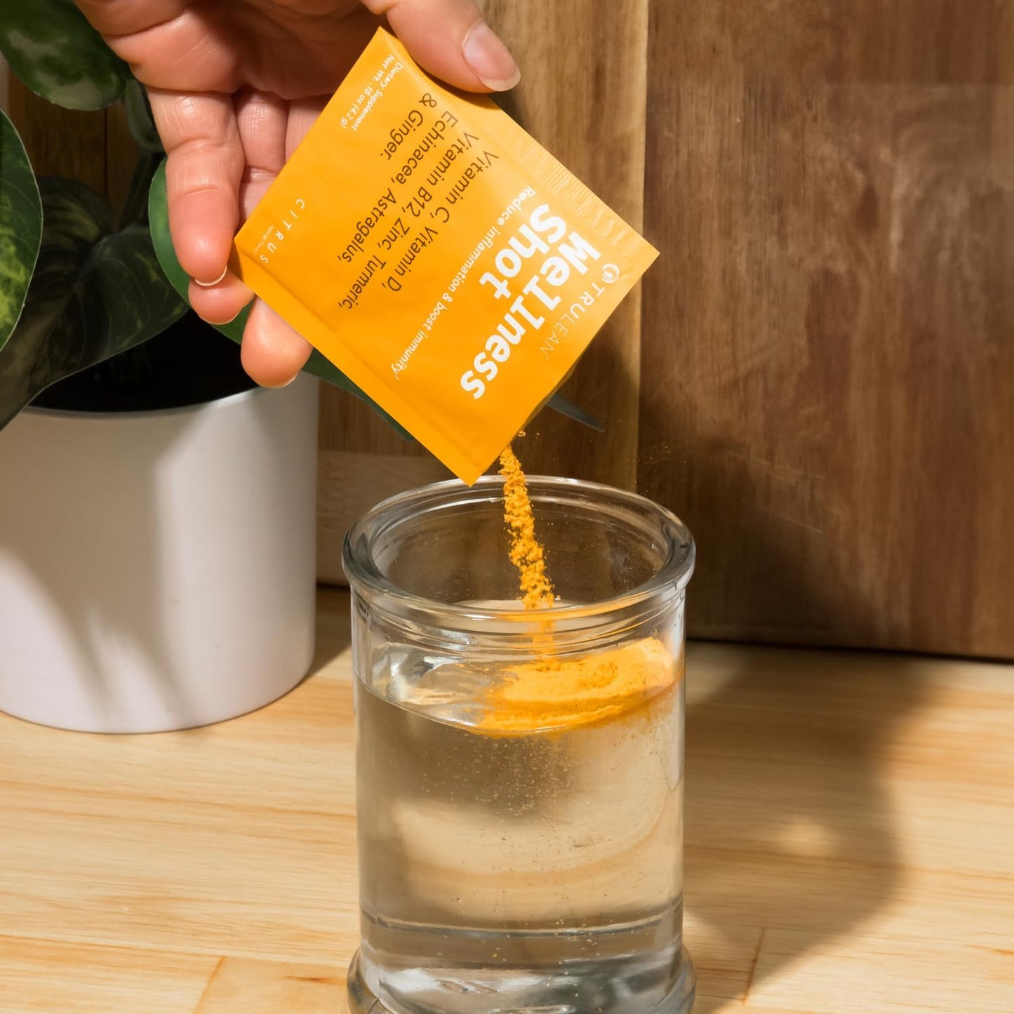 TRULEAN Everyday Wellness Immune Support and Vitamin Shot with Vitamin-C, Turmeric, Ginger, Zinc, & Echinacea - Sugar-Free & Gluten-Free - 30 Packets