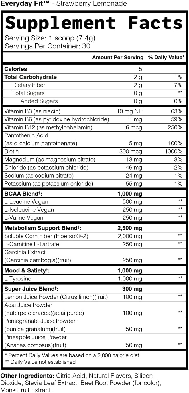 TRULEAN Sugar-Free Electrolyte Powder Drink with BCAA Blend in Strawberry Lemonade Flavor - 30 Servings
