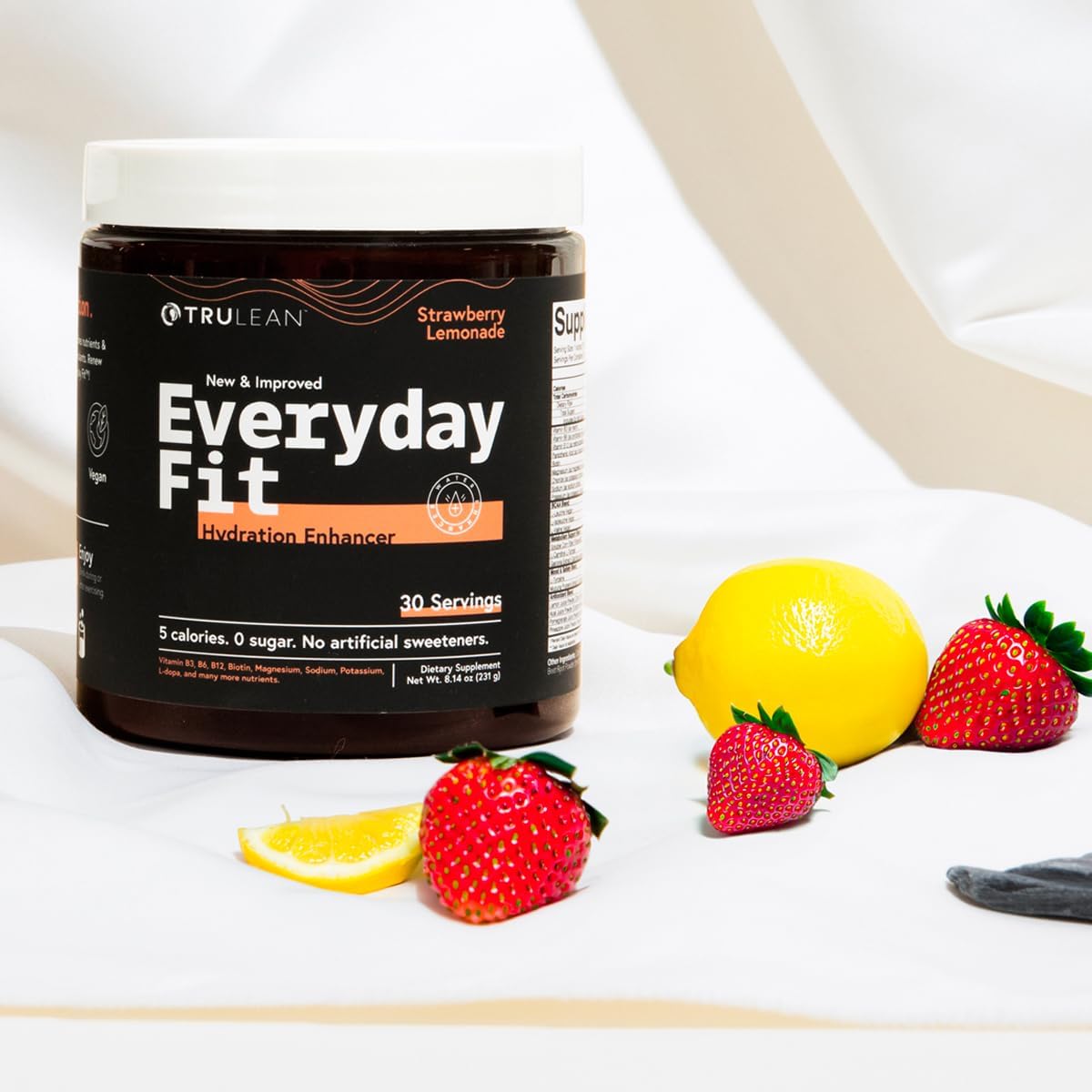 TRULEAN Sugar-Free Electrolyte Powder Drink with BCAA Blend in Strawberry Lemonade Flavor - 30 Servings