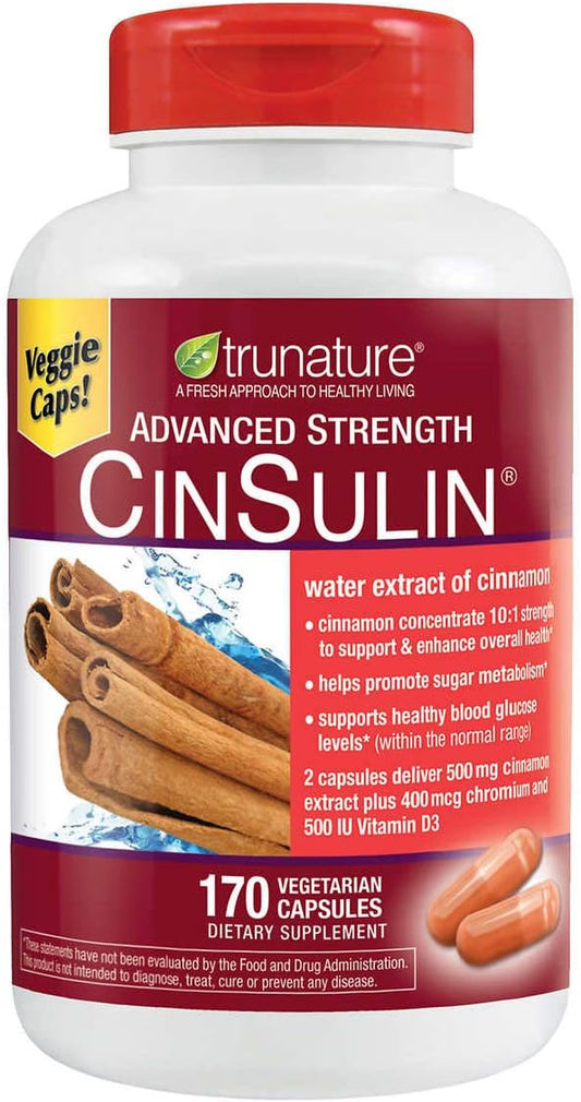 Trunature Advanced Strength Cinsulin - 170 Capsules for Blood Sugar Support