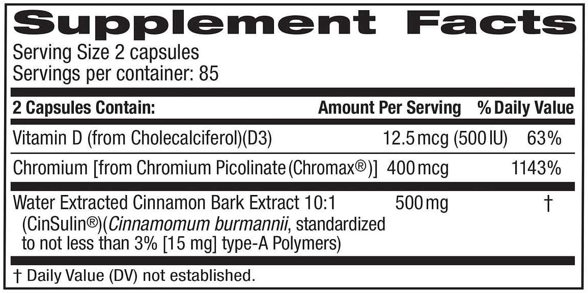 Trunature Advanced Strength Cinsulin - 170 Capsules for Blood Sugar Support