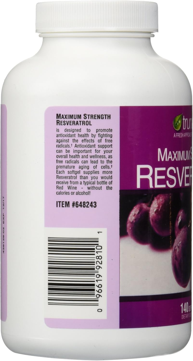TruNature Resveratrol Plus Vegetarian Capsules - 250mg Trans-Resveratrol, 140 Count