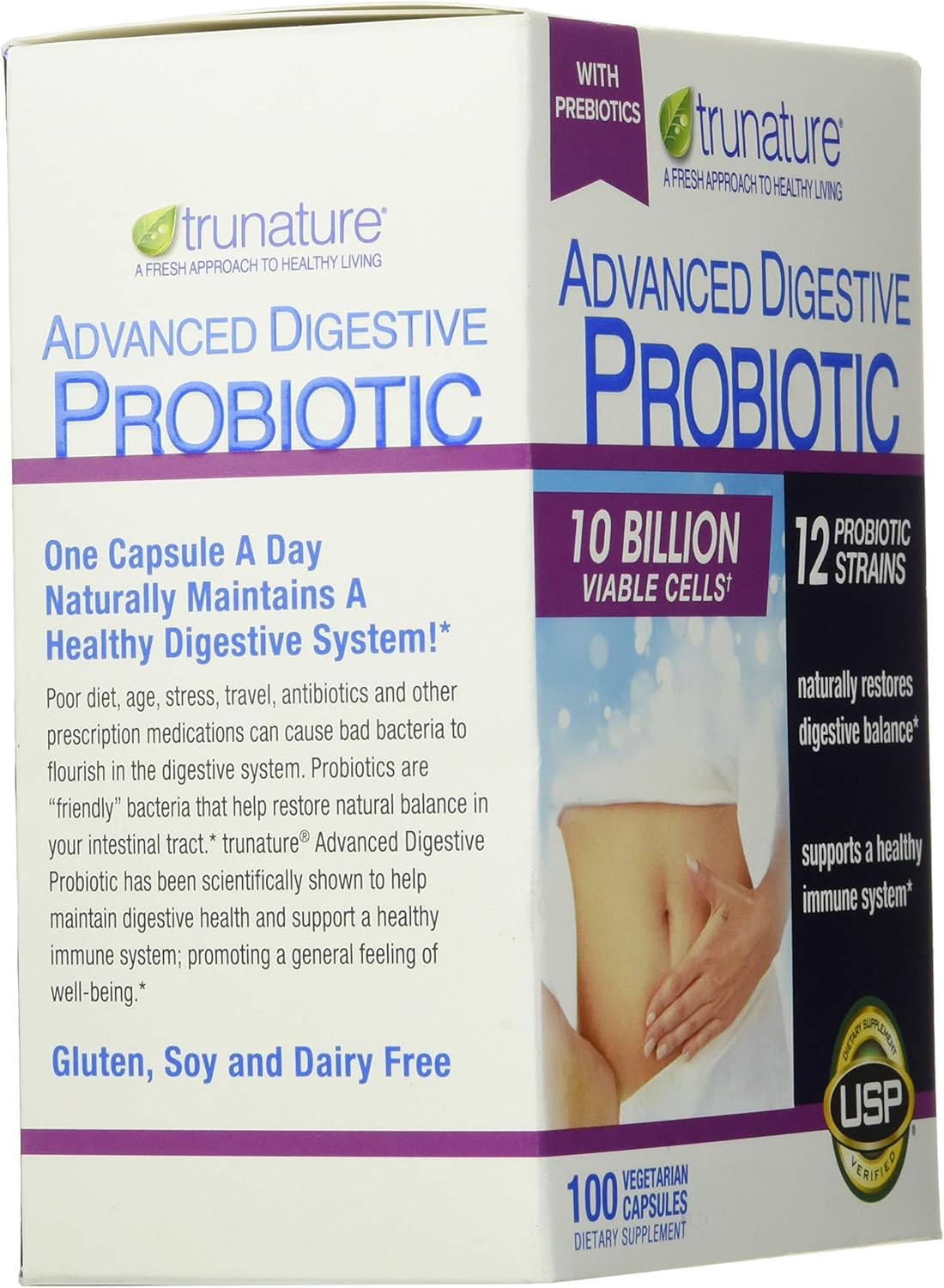 Trunature White Advanced Digestive Probiotic Capsules - 100 Count