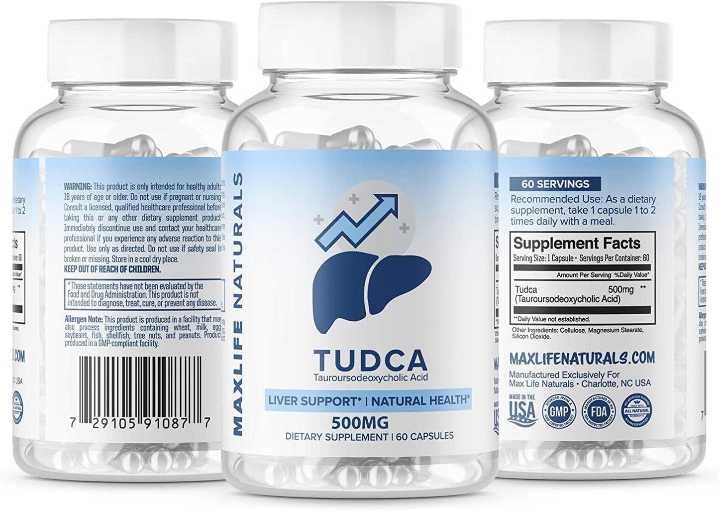 Tudca Liver Support Supplement - 500mg Tudca for Liver Cleanse - Bile Salt Aid for Liver Rescue - Liver Detox Cleanse Aid - MaxLife Naturals Liver Supplement