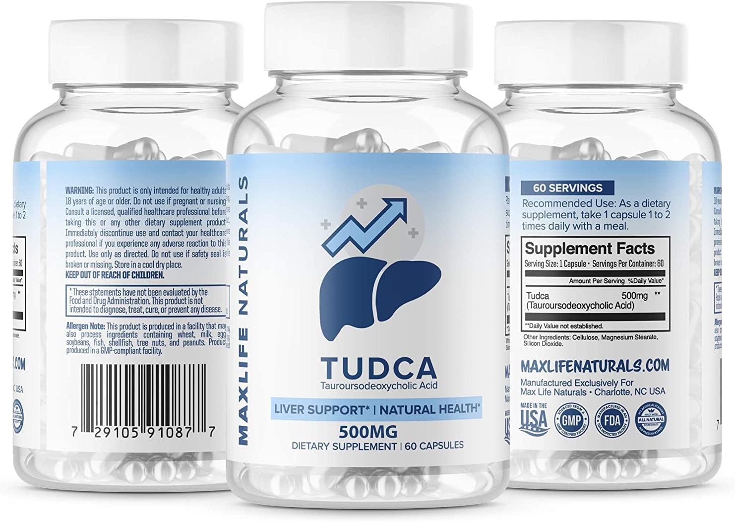 Tudca Liver Support Supplement - 500mg Tudca for Liver Cleanse - Bile Salt Aid for Liver Rescue - Liver Detox Cleanse Aid - MaxLife Naturals Liver Supplement