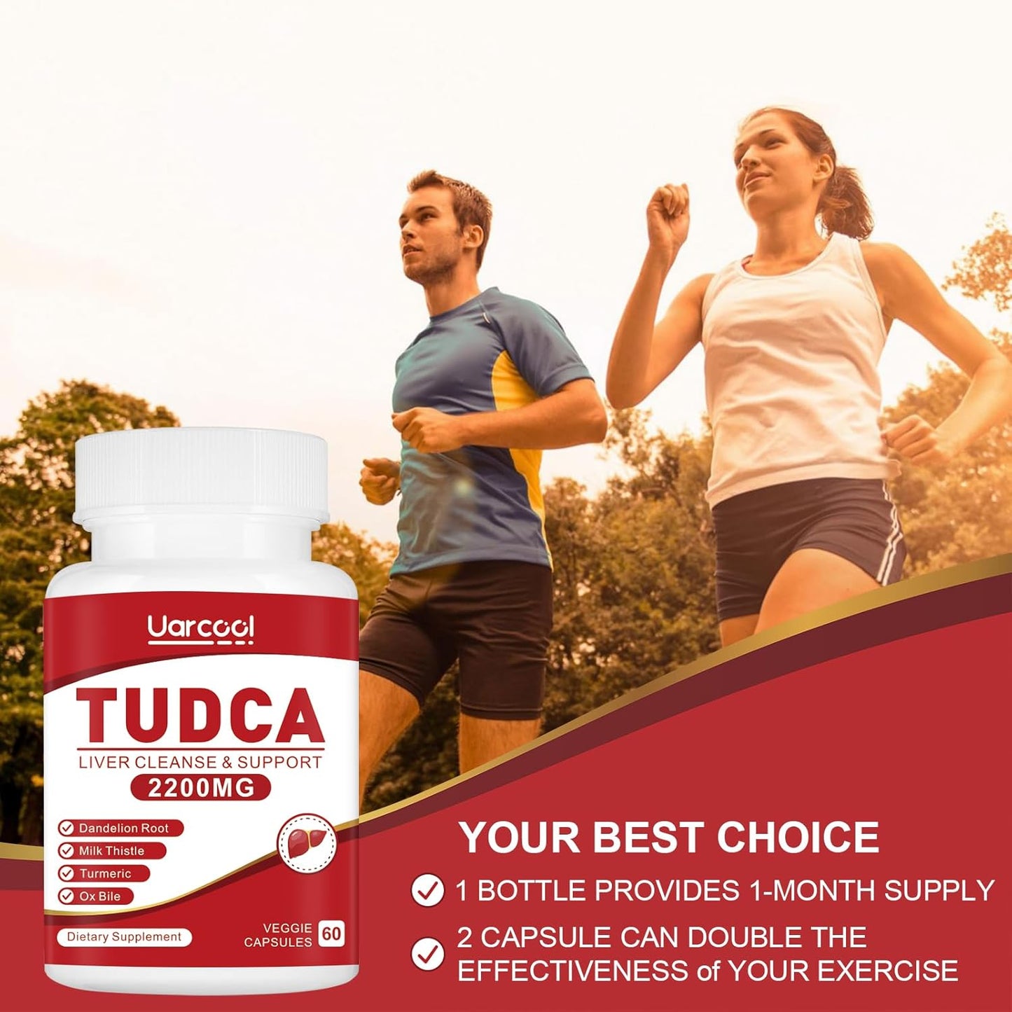 TUDCA Liver Support Supplement 2200MG with OX Bile & Digestive Enzymes - Non-GMO 60 Softgels