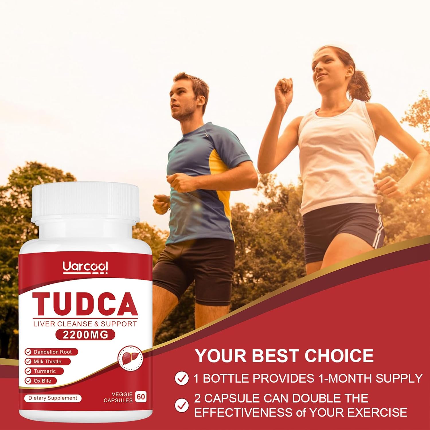 TUDCA Liver Support Supplement 2200MG with OX Bile & Digestive Enzymes - Non-GMO 60 Softgels