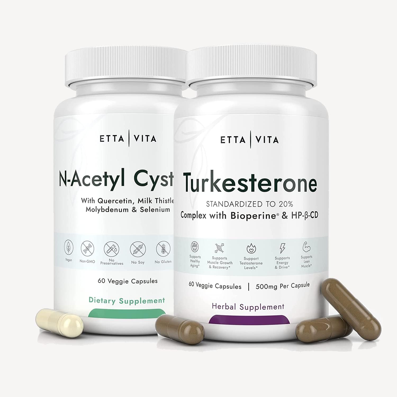 Turkesterone and N-Acetyl Cysteine Bundle with Enhanced Absorption for Turk & NAC Supplement