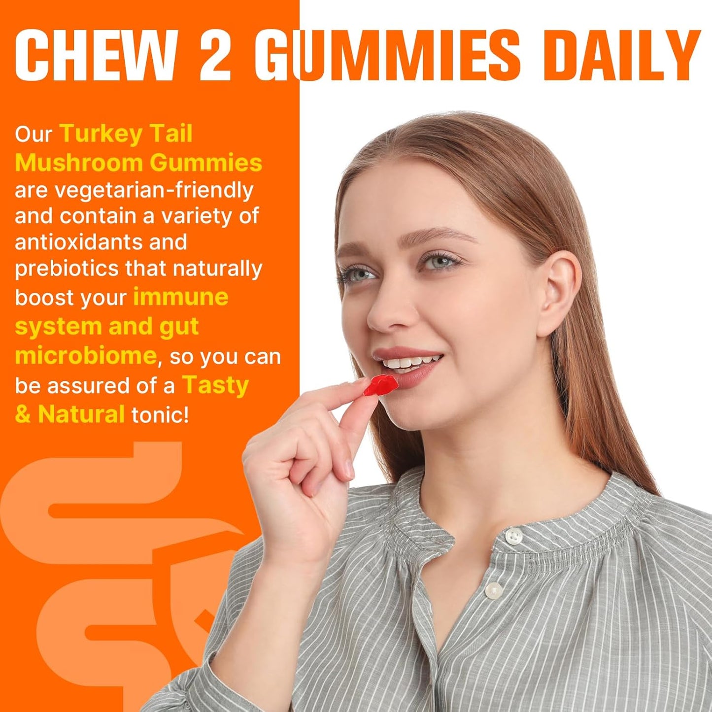 Turkey Tail Mushroom Gummies with Black Pepper for Gut, Energy, Brain & Immune Support - Mixed Berries Flavor - 60ct Vegan Non-GMO Supplement