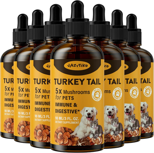 Turkey Tail Mushroom Pet Drops - 2000mg Immune & Digestive Support with Turmeric & Probiotic - Vet Formulated - 630ML