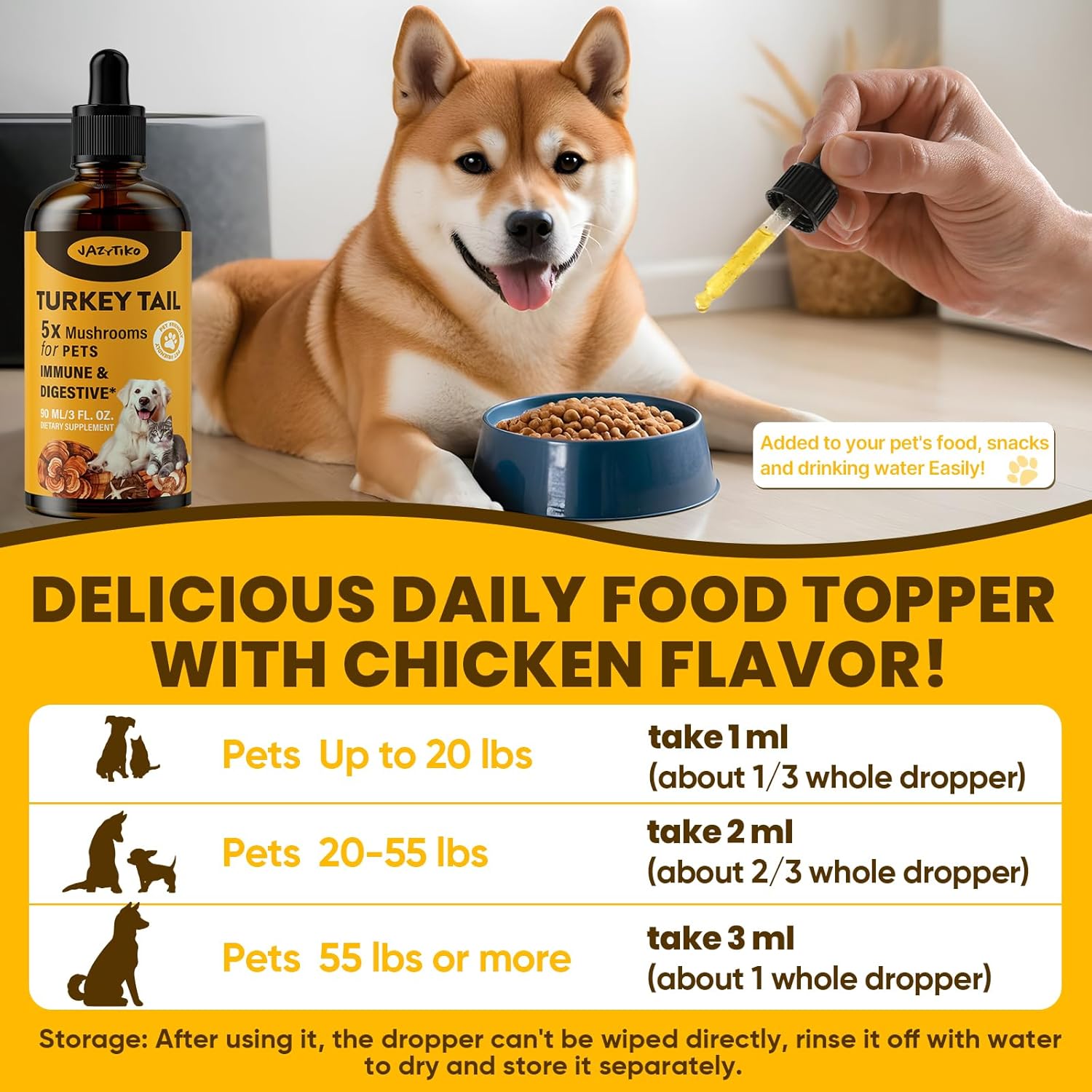 Turkey Tail Mushroom Pet Drops - 2000mg Immune & Digestive Support with Turmeric & Probiotic - Vet Formulated - 630ML