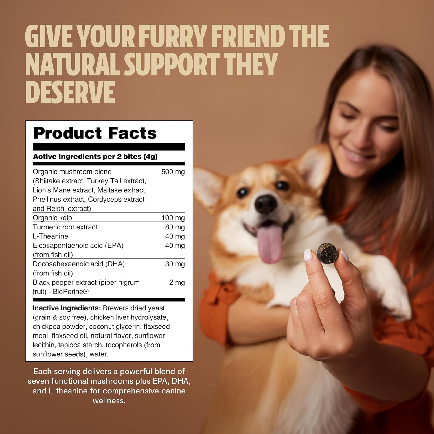 Turkey Tail Mushroom Supplement for Dogs - Immune Support, Lipoma Removal, Calming Treats (180 Soft Chews)