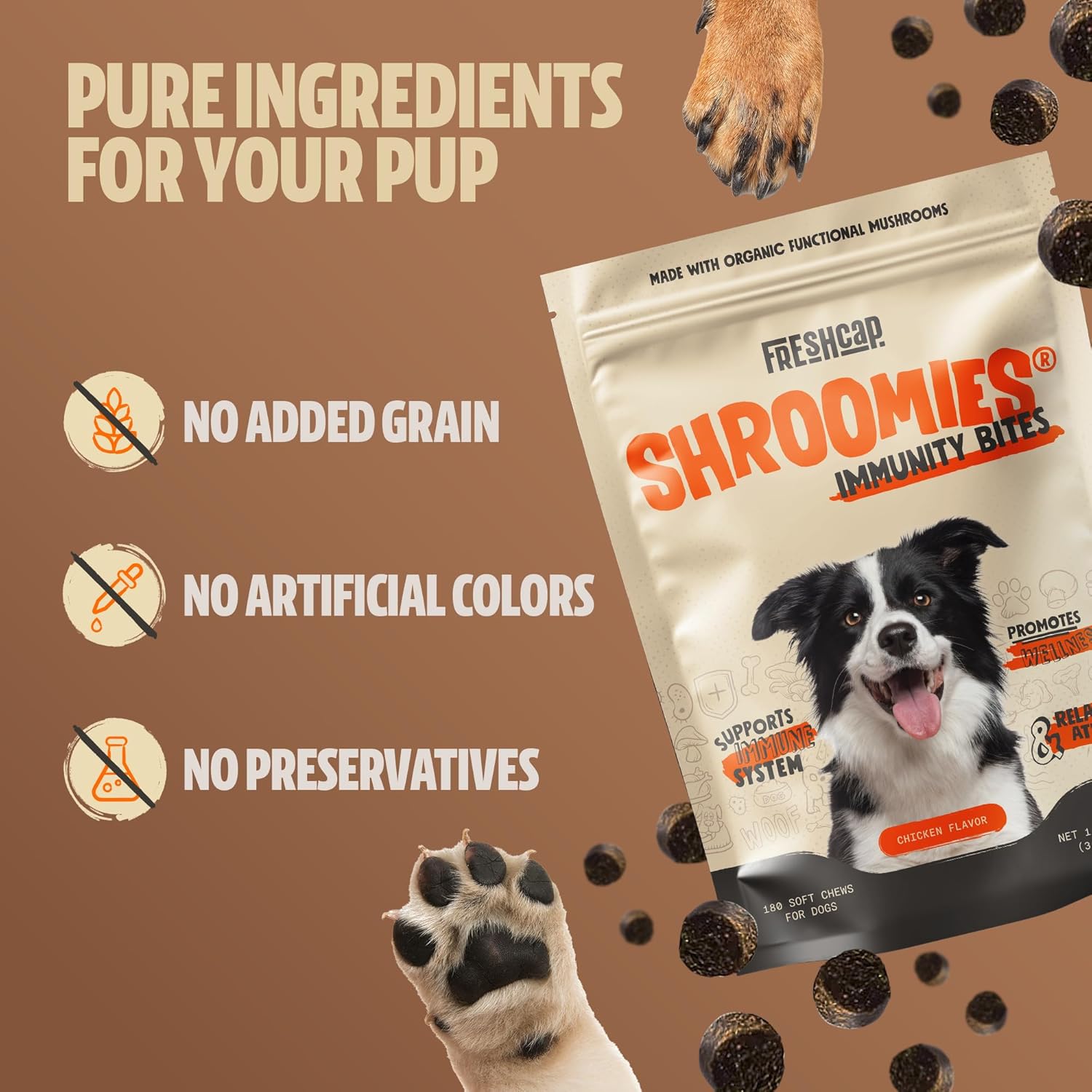 Turkey Tail Mushroom Supplement for Dogs - Immune Support, Lipoma Removal, Calming Treats (180 Soft Chews)