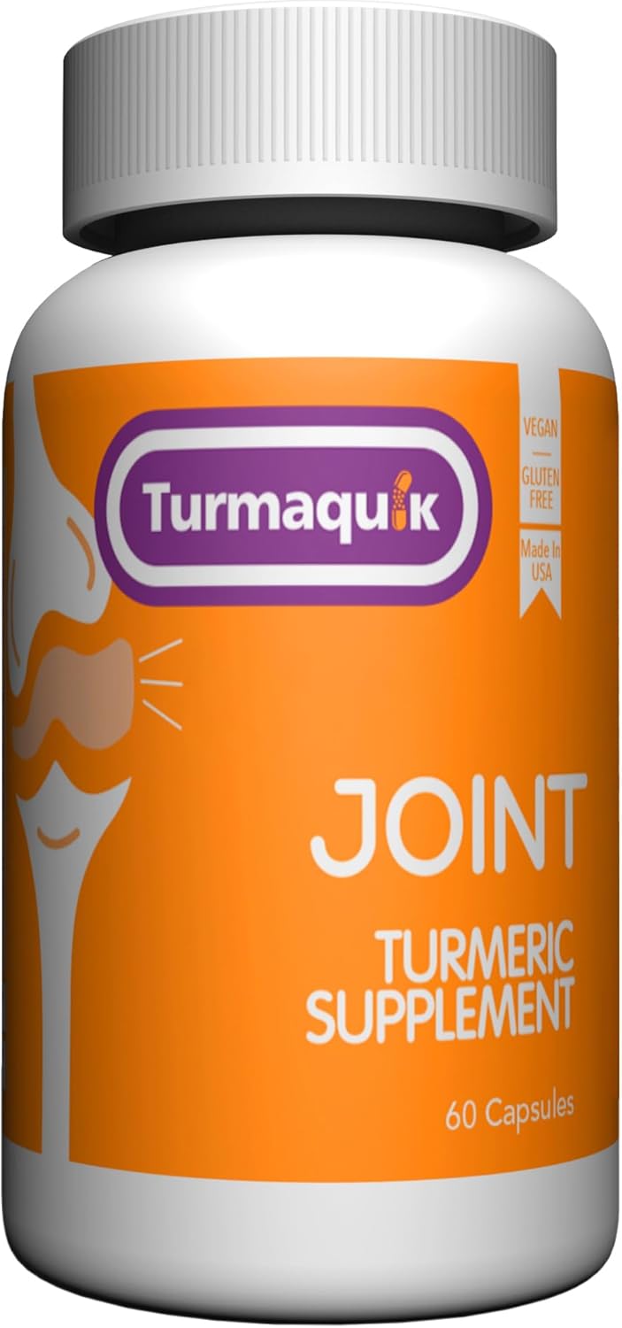 Turmaquik Turmeric Curcumin Joint Support Supplement - 60 Capsules, 550mg Meriva Turmeric, BioPerine Black Pepper, Boswellia, Chamomile, Ginger, Calcium - 30 Day Supply