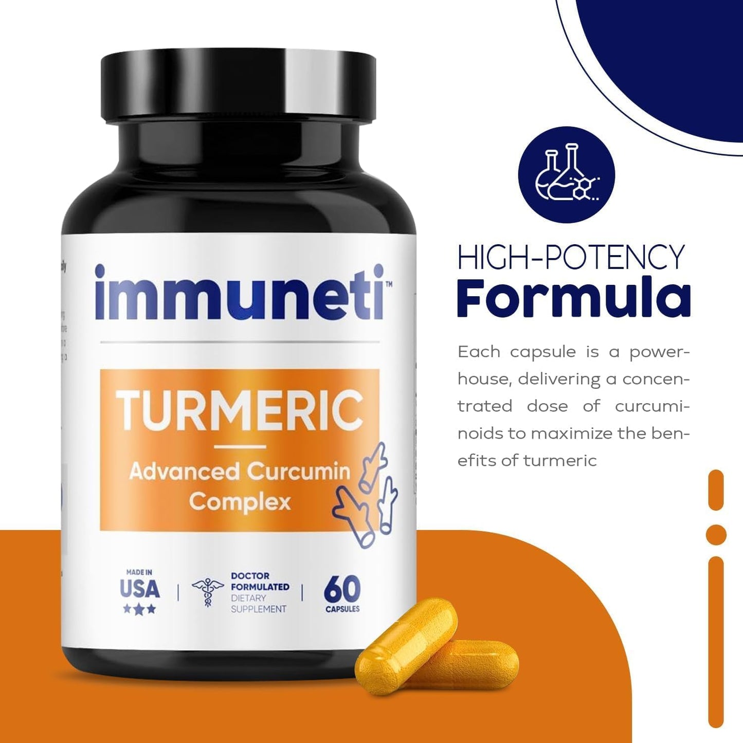 Turmeric Advanced Curcumin Complex Capsules - Pack of 2 by Immuneti for Immune Support