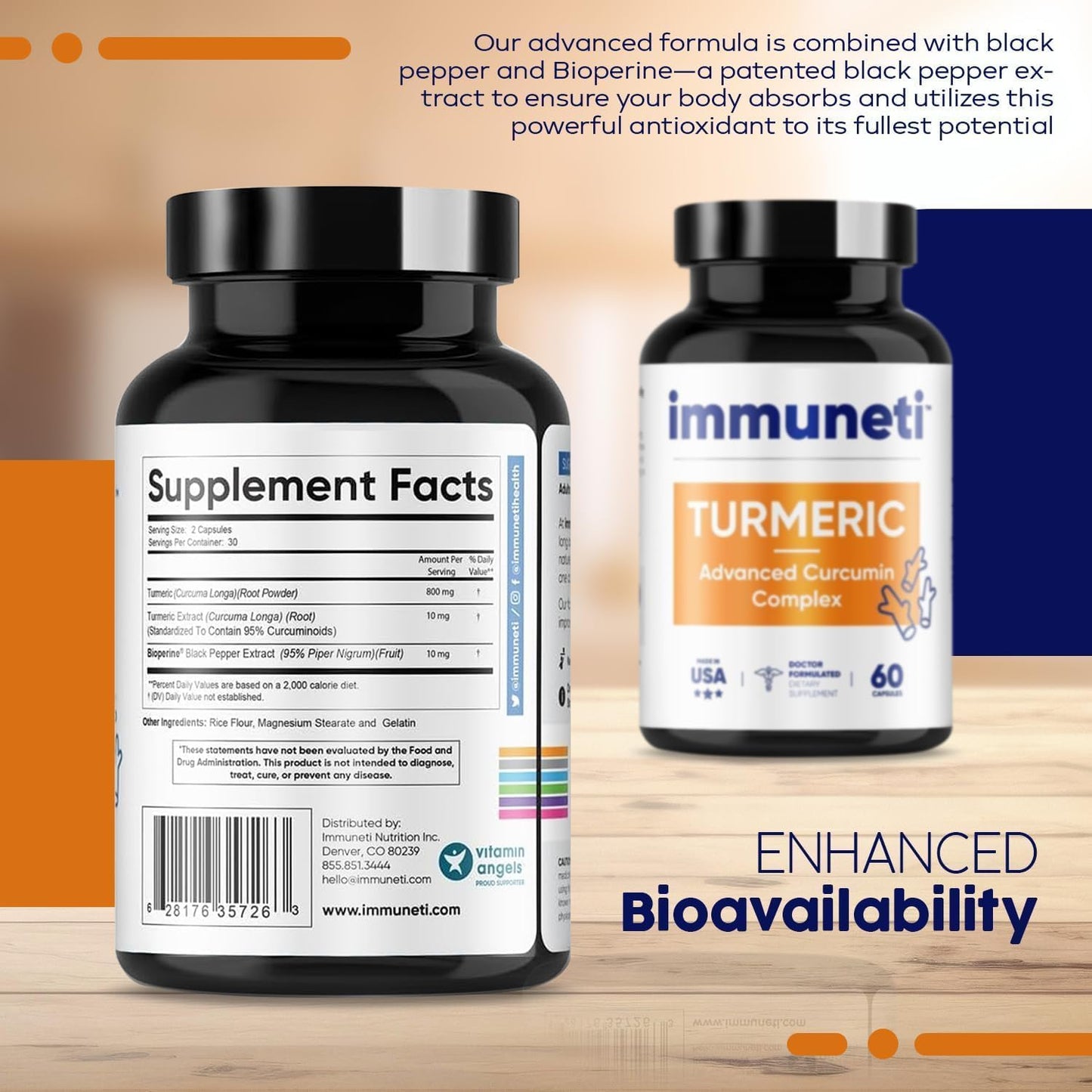 Turmeric Advanced Curcumin Complex Capsules - Pack of 2 by Immuneti for Immune Support
