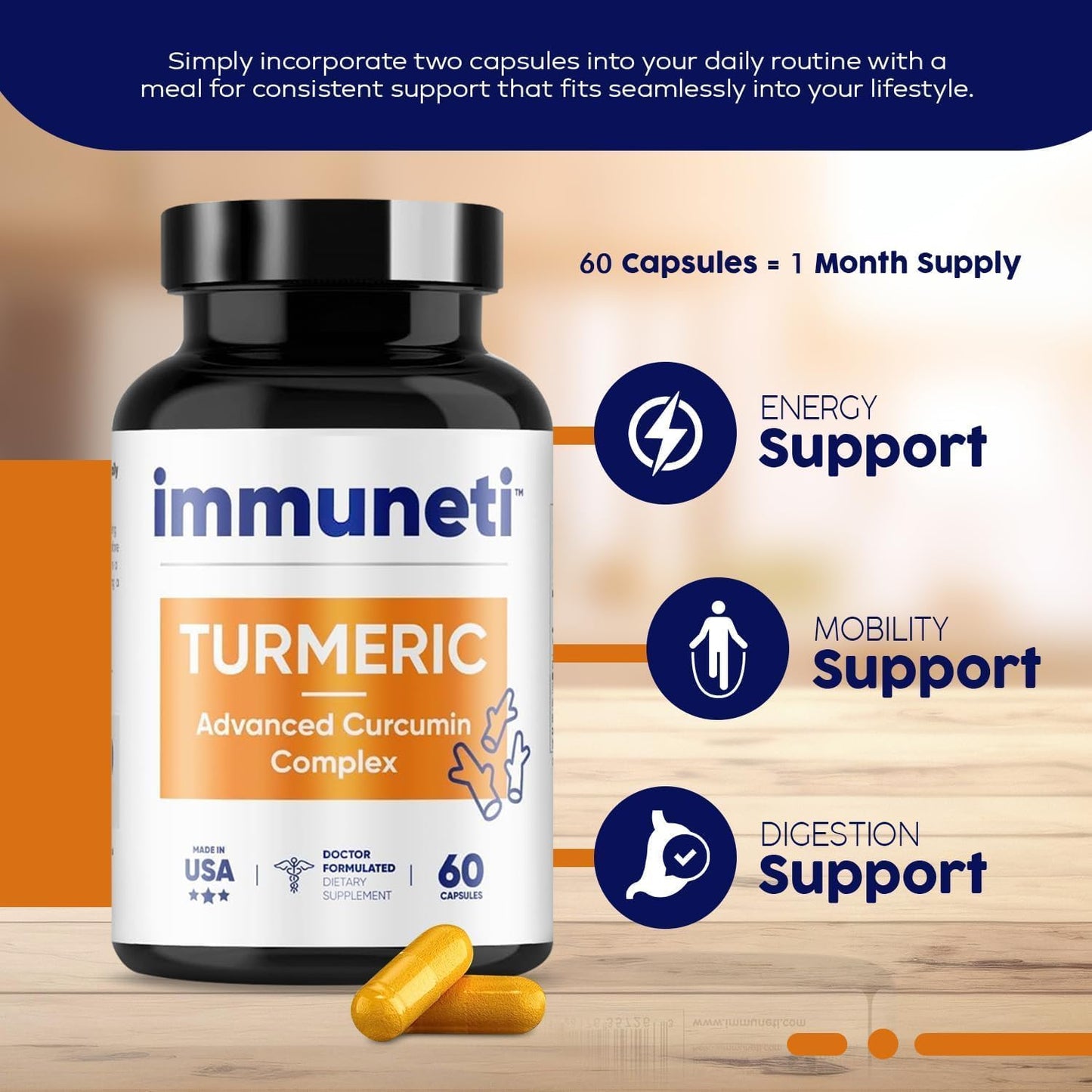 Turmeric Advanced Curcumin Complex Capsules - Pack of 2 by Immuneti for Immune Support