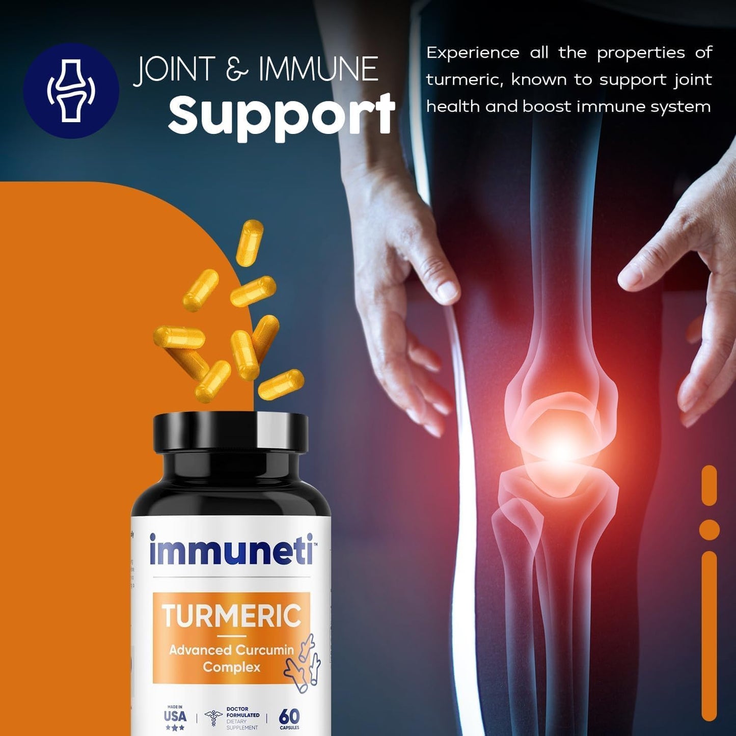 Turmeric Advanced Curcumin Complex Capsules - Pack of 2 by Immuneti for Immune Support