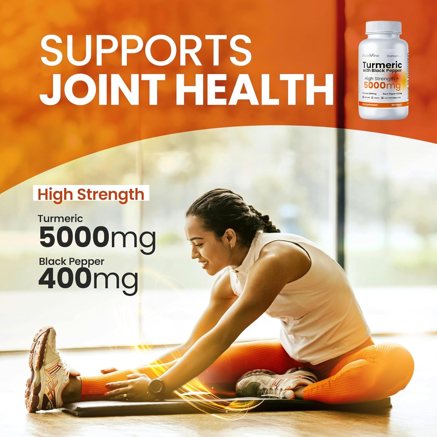 Turmeric and Black Pepper Tablets 5000mg | 95% Curcumin Extract | 180 Vegan Capsules | Men and Women's Supplements