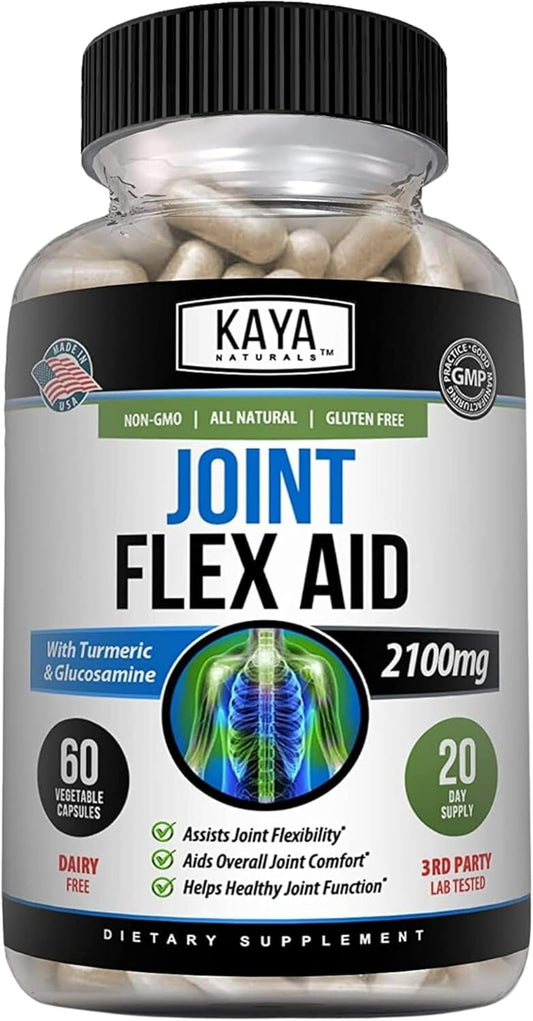 Turmeric Capsules for Knee Support and Mobility Health - Kaya Naturals Mobility Flex Aid Supplement - 60 Count for Men and Women