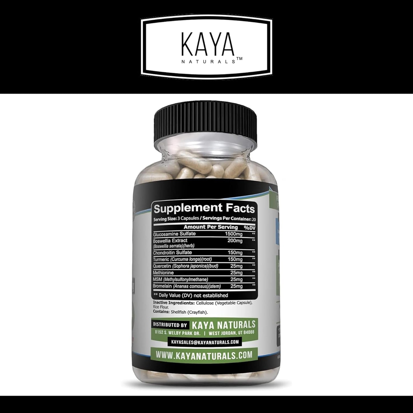 Turmeric Capsules for Knee Support and Mobility Health - Kaya Naturals Mobility Flex Aid Supplement - 60 Count for Men and Women