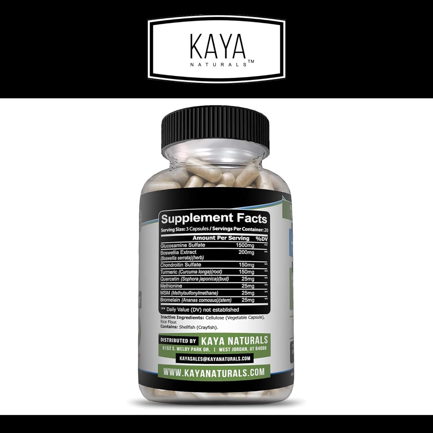 Turmeric Capsules for Knee Support and Mobility Health - Kaya Naturals Mobility Flex Aid Supplement - 60 Count for Men and Women