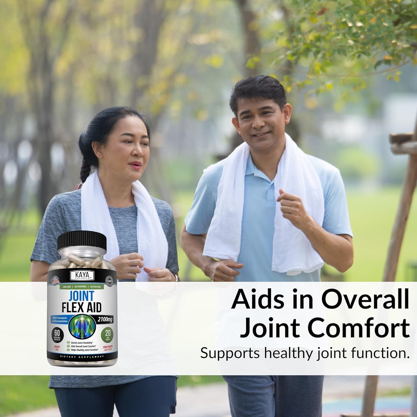 Turmeric Capsules for Knee Support and Mobility Health - Kaya Naturals Mobility Flex Aid Supplement - 60 Count for Men and Women