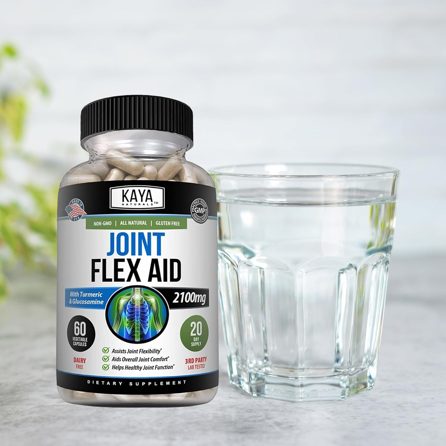 Turmeric Capsules for Knee Support and Mobility Health - Kaya Naturals Mobility Flex Aid Supplement - 60 Count for Men and Women