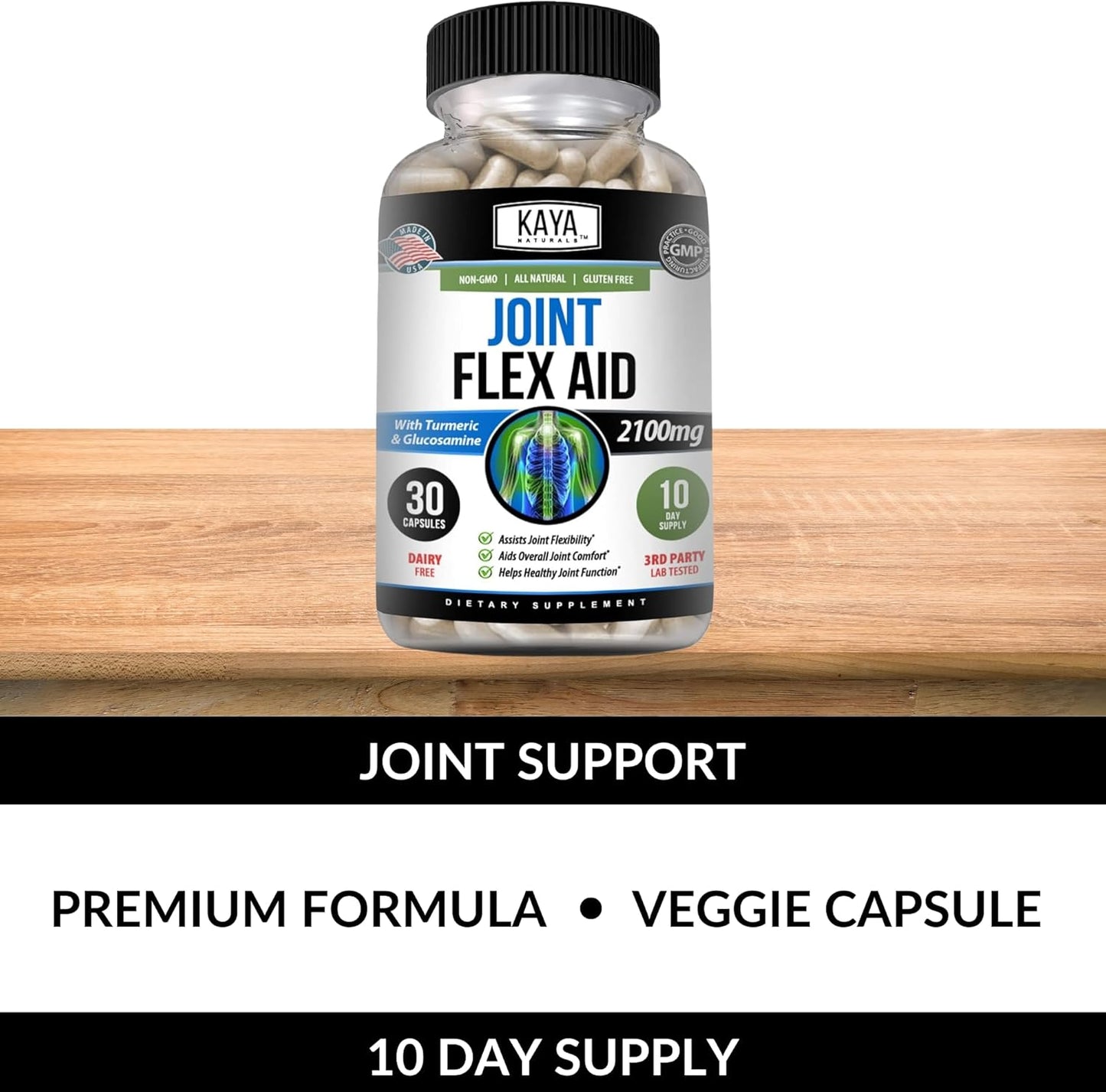 Turmeric Capsules with Glucosamine Sulfate - Mobility Support Supplement for Knee Health - 30 Count