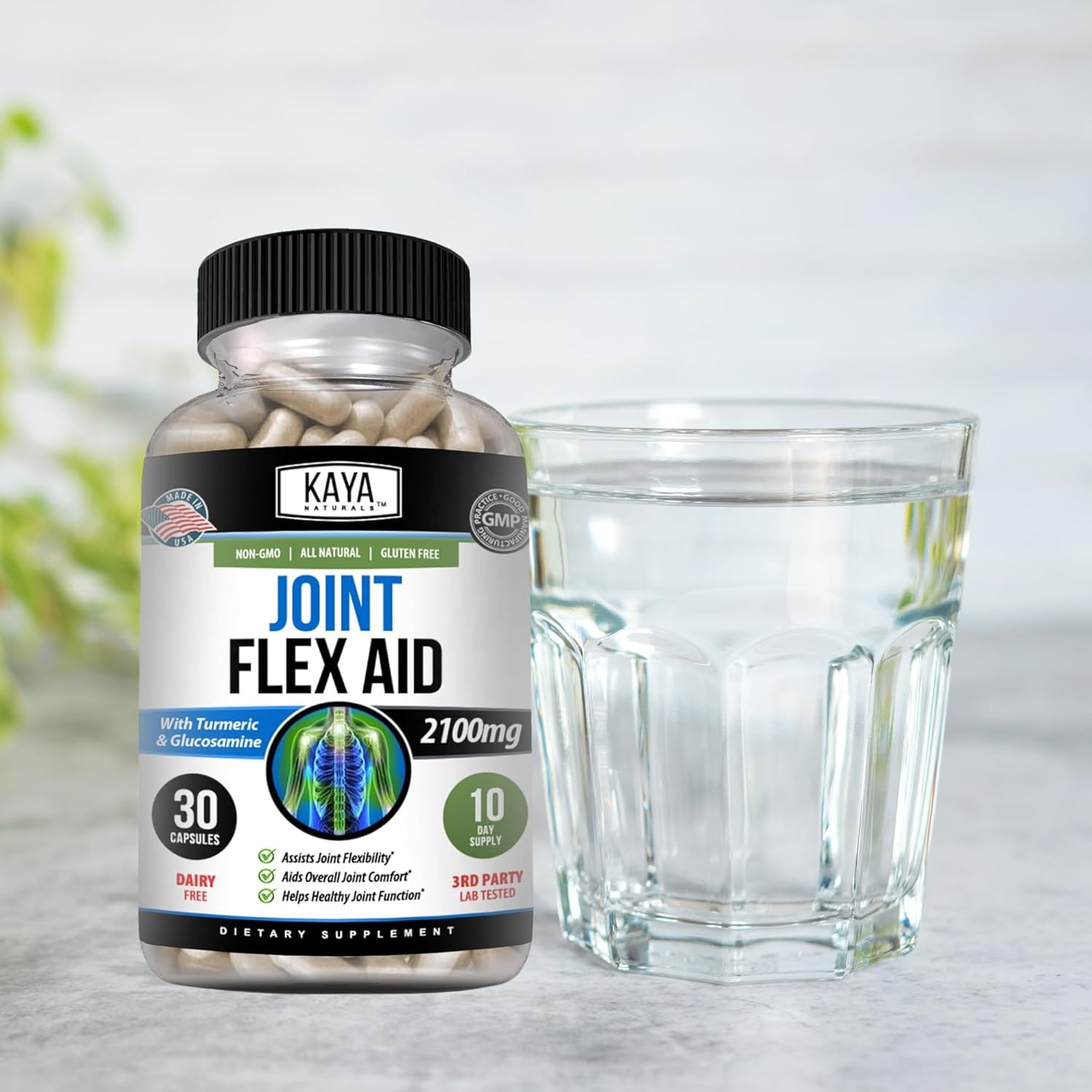 Turmeric Capsules with Glucosamine Sulfate - Mobility Support Supplement for Knee Health - 30 Count