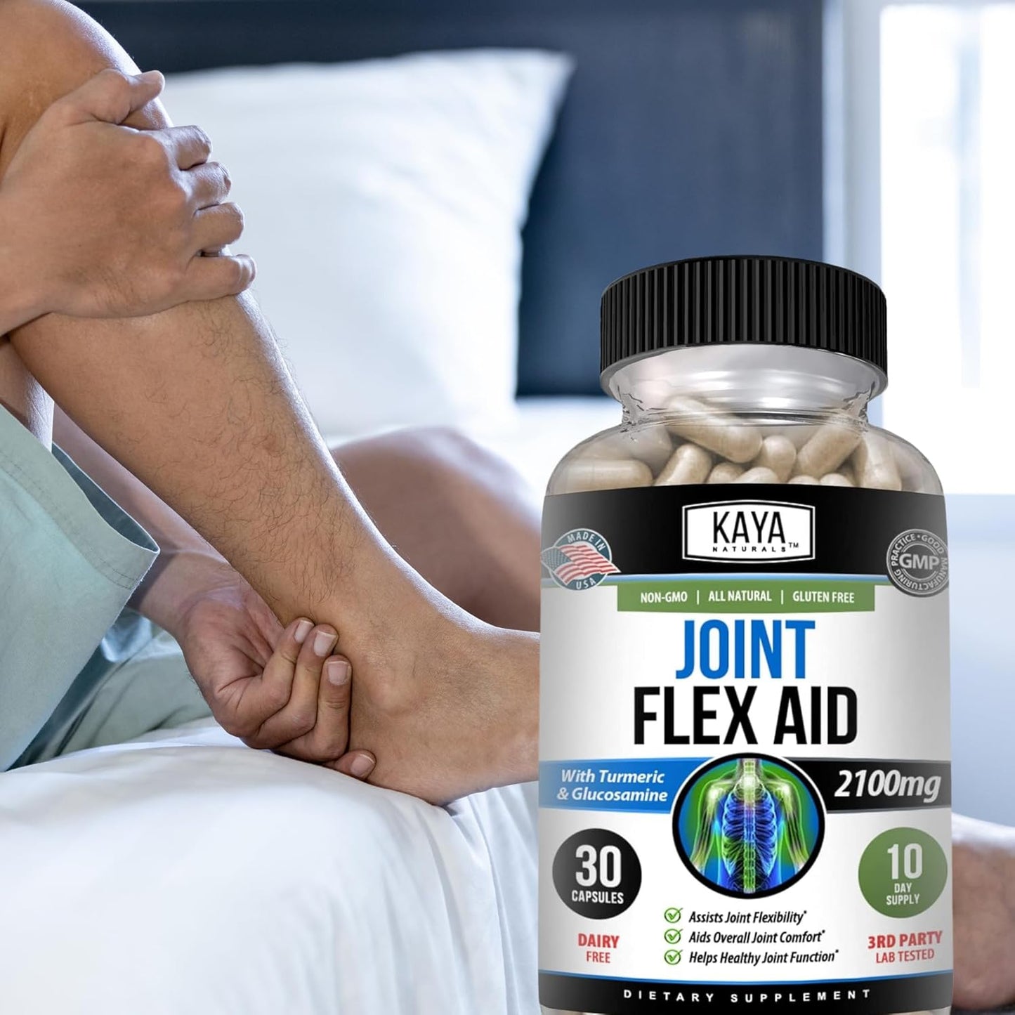 Turmeric Capsules with Glucosamine Sulfate - Mobility Support Supplement for Knee Health - 30 Count