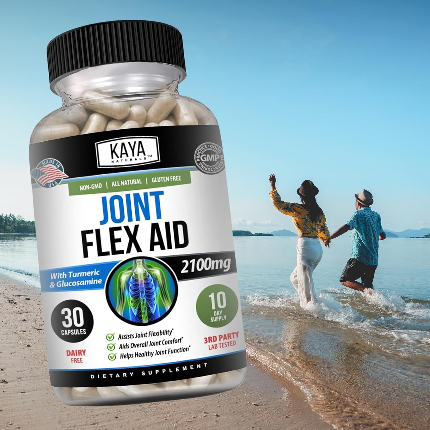 Turmeric Capsules with Glucosamine Sulfate - Mobility Support Supplement for Knee Health - 30 Count