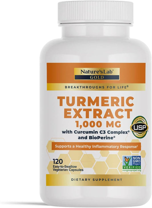 Turmeric Curcumin C3 Complex 1000mg with BioPerine - 95% Standardized Turmeric Extract for Cardiovascular, Immune, Joint, Skin Health - 120 Capsules