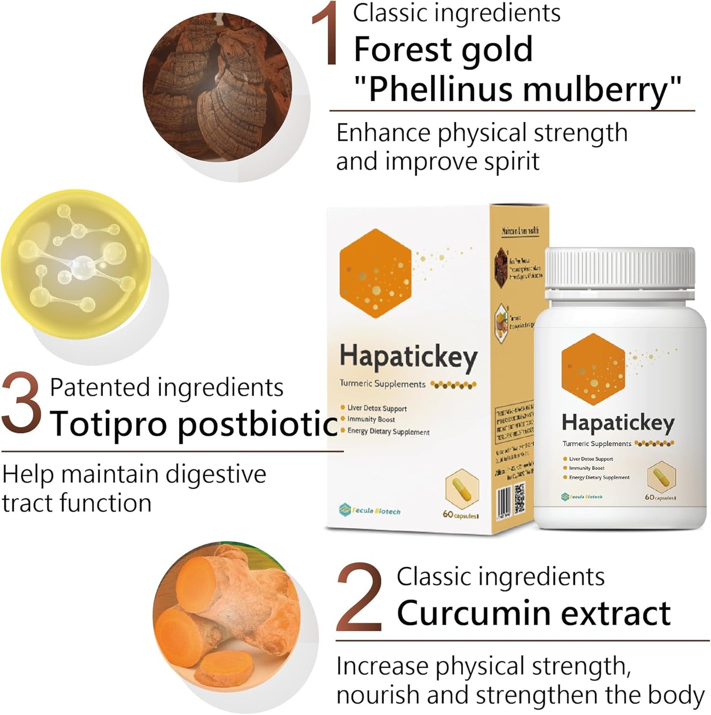 Turmeric Curcumin Energy Dietary Supplement: Liver Detox & Immunity Boost | 60 Capsules by Fecula Biotech