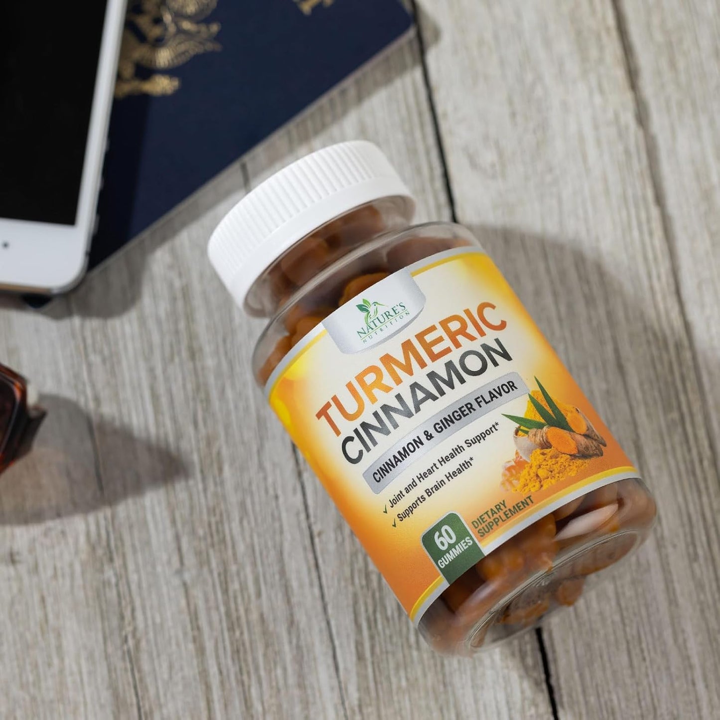 Turmeric Curcumin Gummies with Cinnamon, Ginger & Black Pepper Extract - Joint Support Supplement with 95% Curcuminoids - Vegan Non-GMO - 60 Gummies