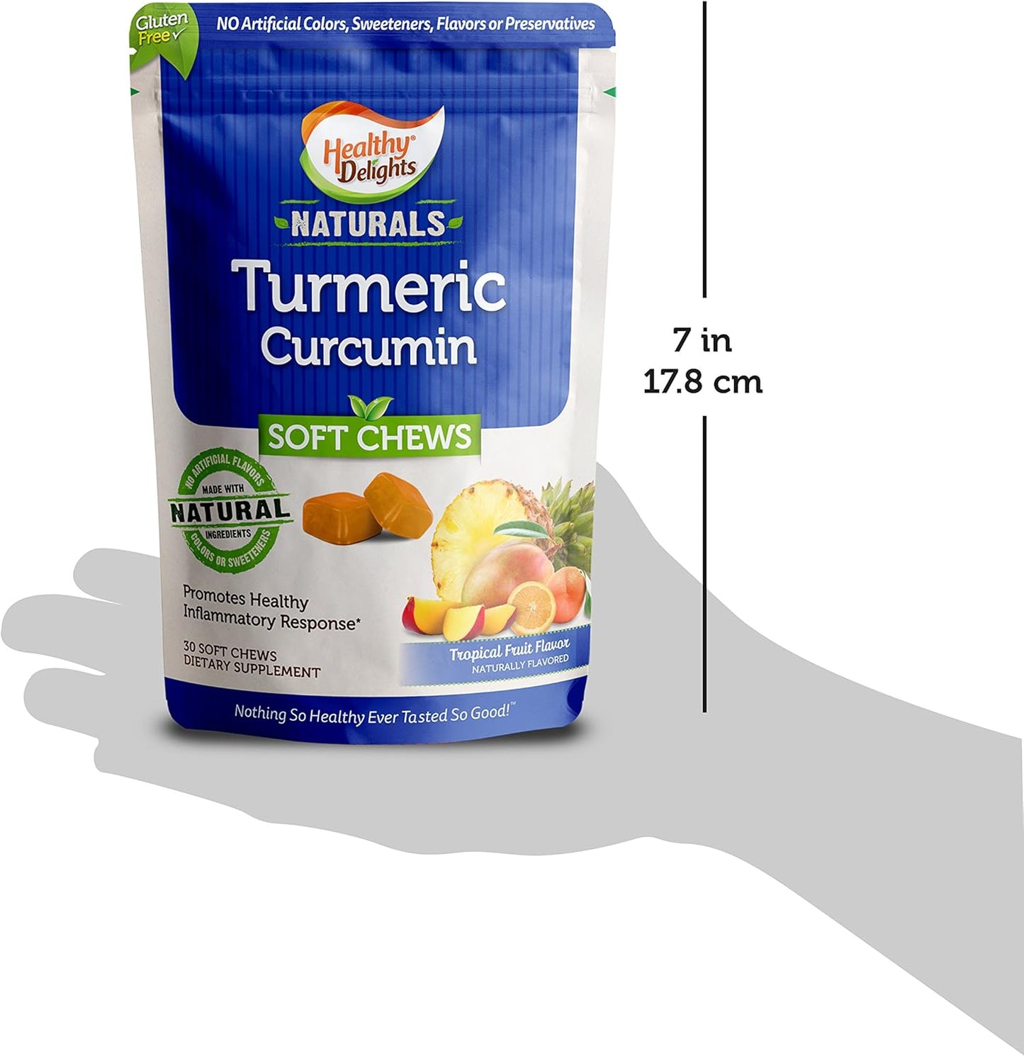 Turmeric Curcumin Soft Chews for Healthy Inflammatory Response - Tropical Fruit Flavor - 30 Count