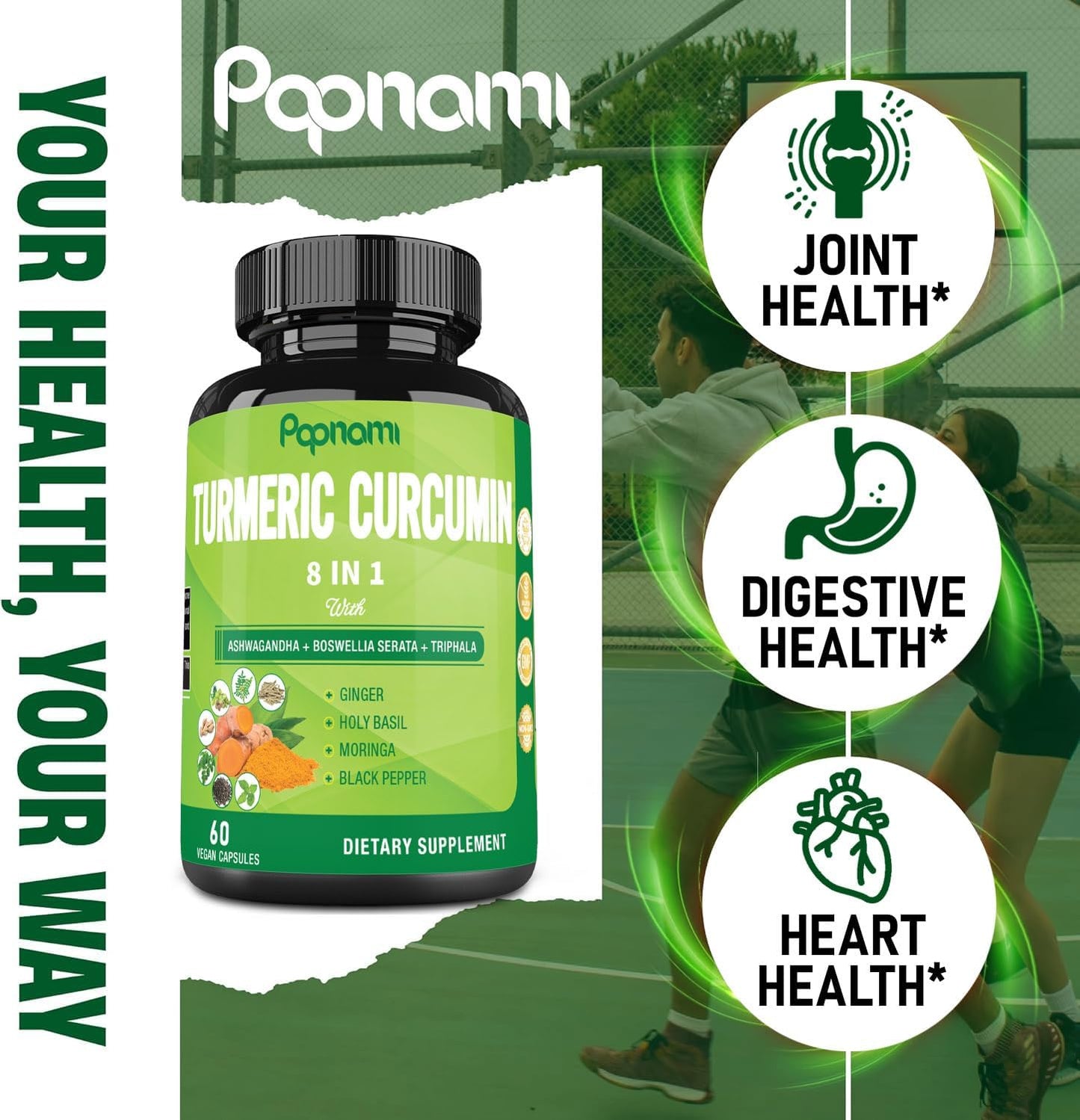 Turmeric Curcumin Supplement 2 Pack - 60 Capsules Each - Immune, Joint, Digestive Support - Ashwagandha, Triphala, Moringa