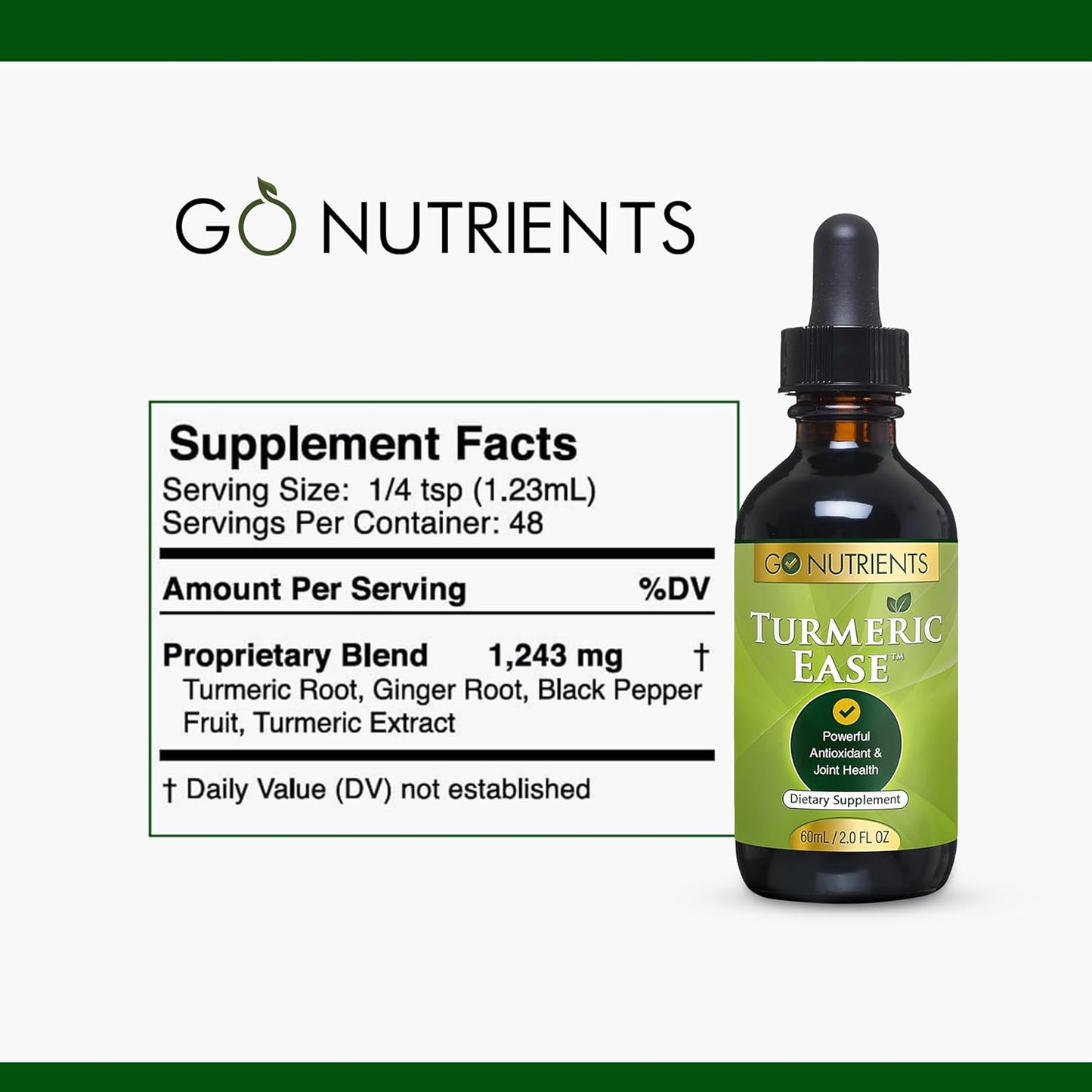 Turmeric Ease Liquid Drops with Black Pepper for Joint Support - 2.0 oz | 48 Servings